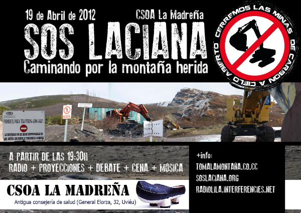 Jornada SOS LACIANA en el CSOA La Madreña (Oviedo) Jueves 19 abril  19,30h