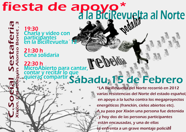 Sábado 15 Feb: Fiesta de Apoyo a la BiciRevuelta en Sestaferia